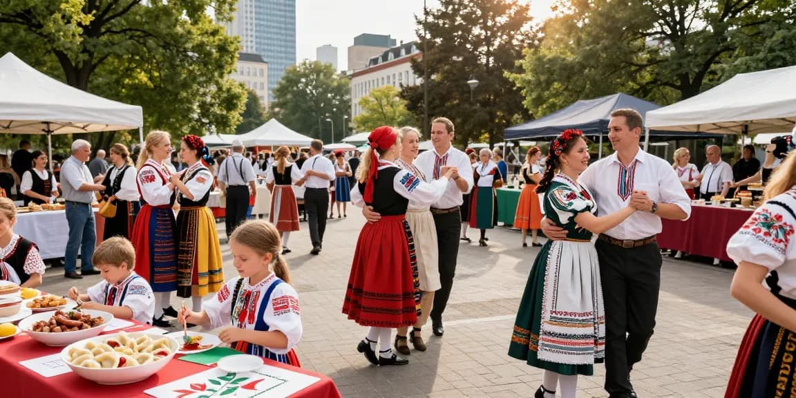 Community gathering at a Polish festival celebrating culture in San Francisco's Polish community at https://www.sfpol.com/