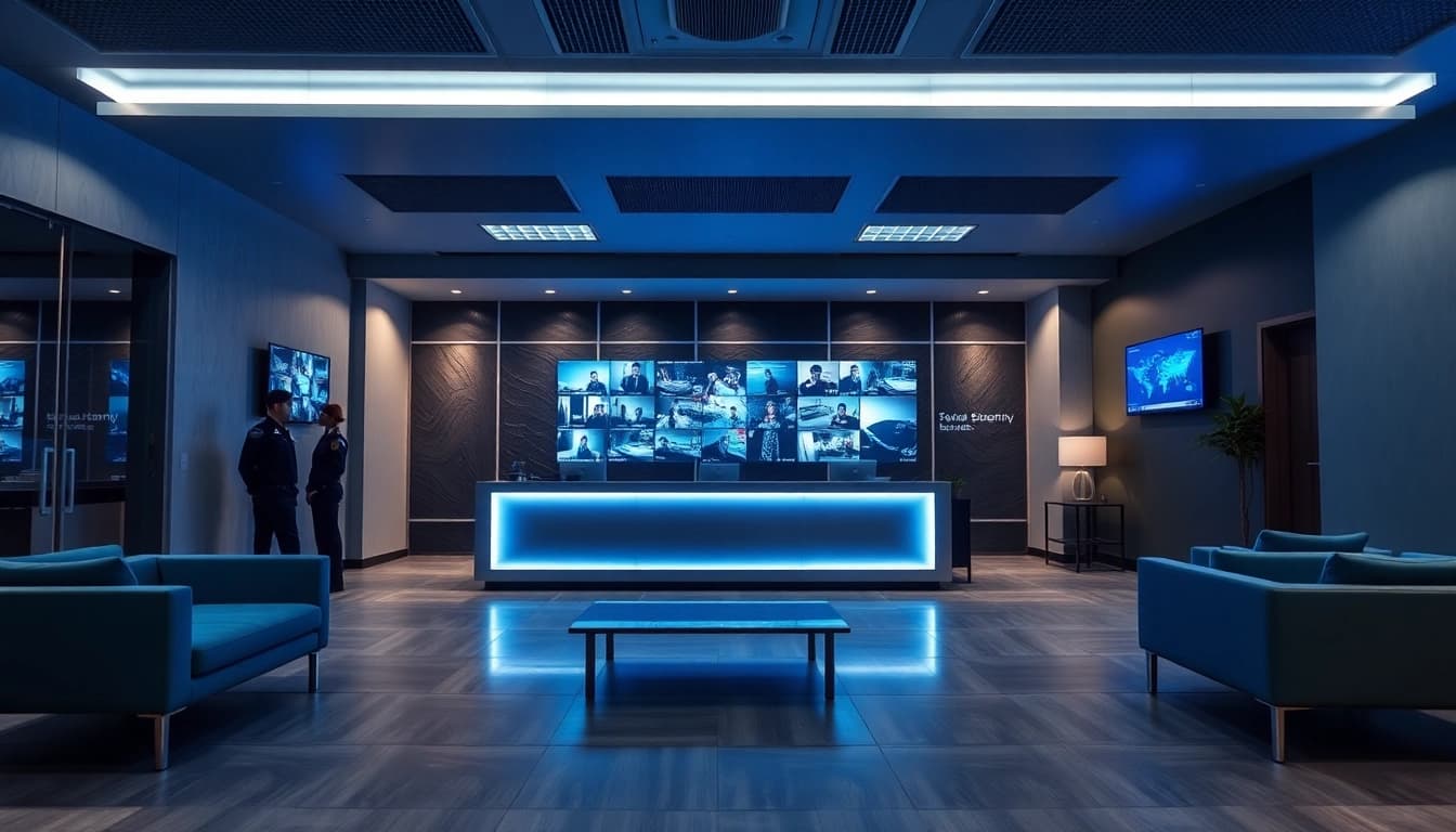 Security Company office with modern design and professional personnel.
