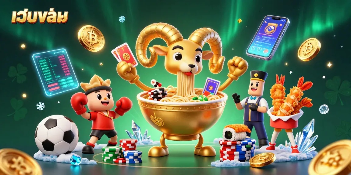 Bet on เว็บบอล with vibrant 3D characters in an exciting casino scene filled with sports elements.