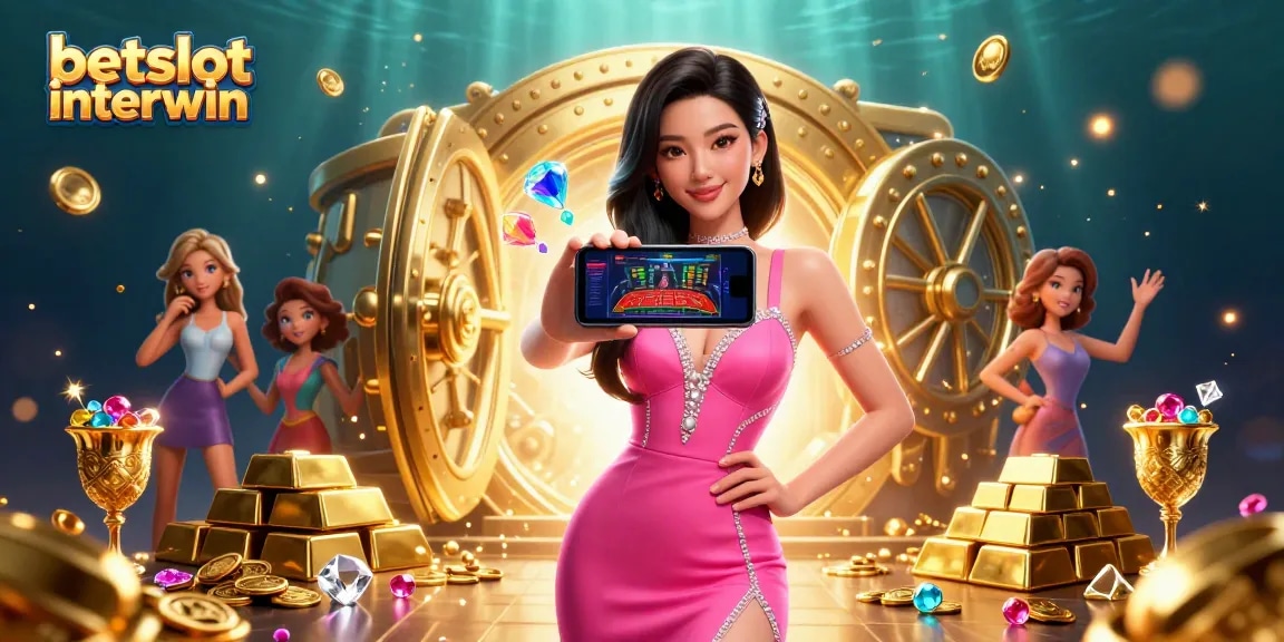 Experience the excitement with betslot interwin in a vibrant 3D casino scene filled with treasures.