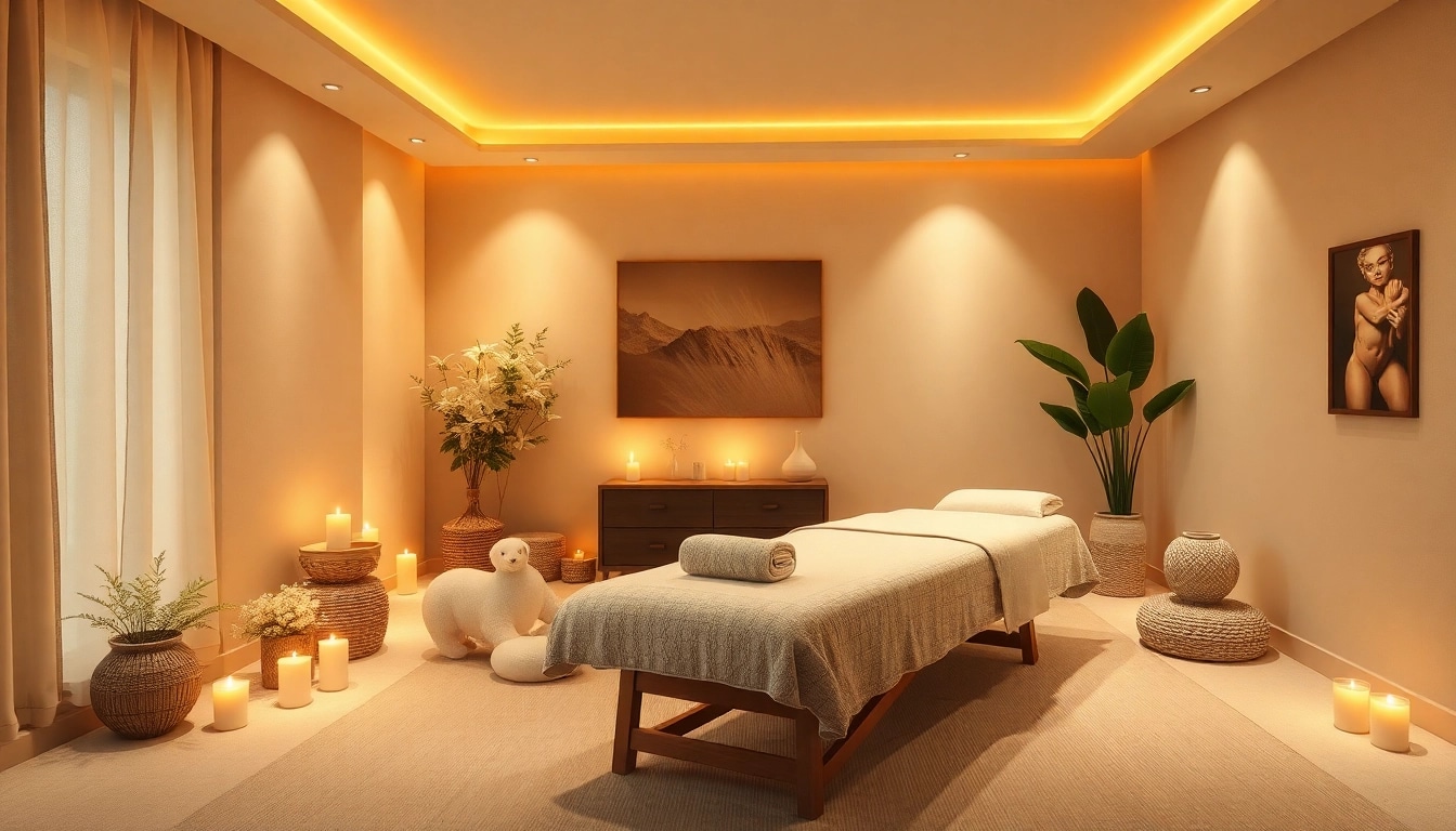 Relaxing mobile 출장안마 environment with ambient lighting and calming decor