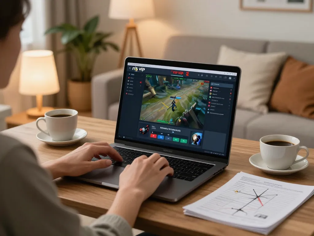 Play poker on rik vip with a person at home enjoying a cozy gaming setup