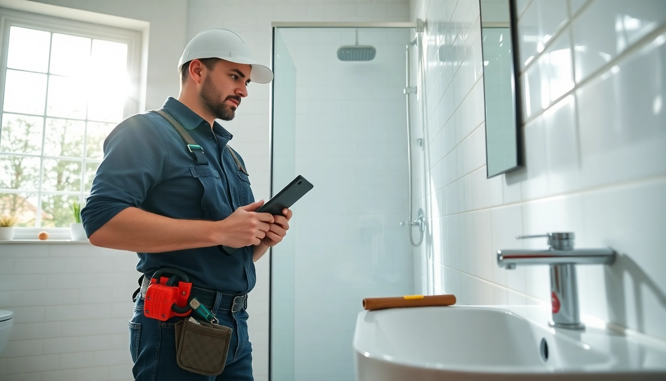 Handwerkergeschäfte der sonni sanitär GmbH bei der Installation neuer Badezimmerarmaturen.