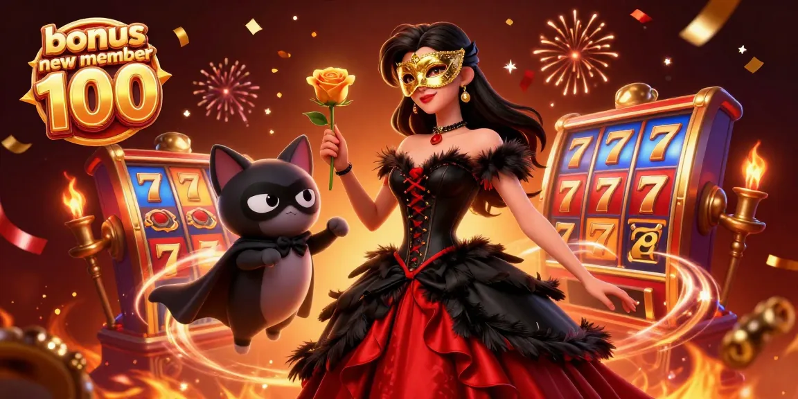 Engage with the bonus new member 100 promotion in this vibrant 3D casino scene full of excitement.