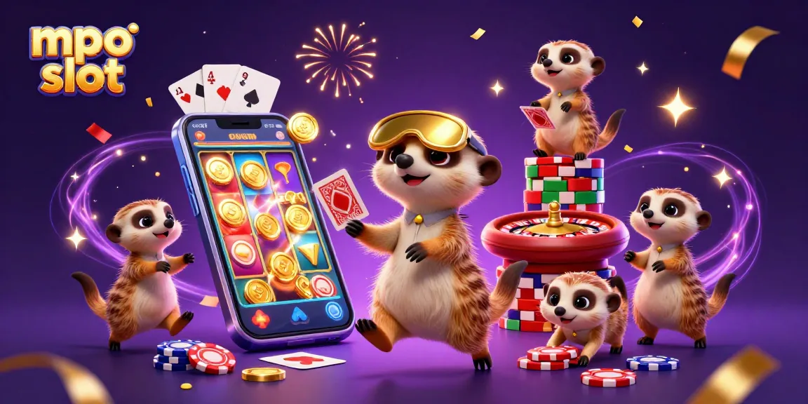 Win exciting rewards with mpo slot in this lively meerkat casino scene!