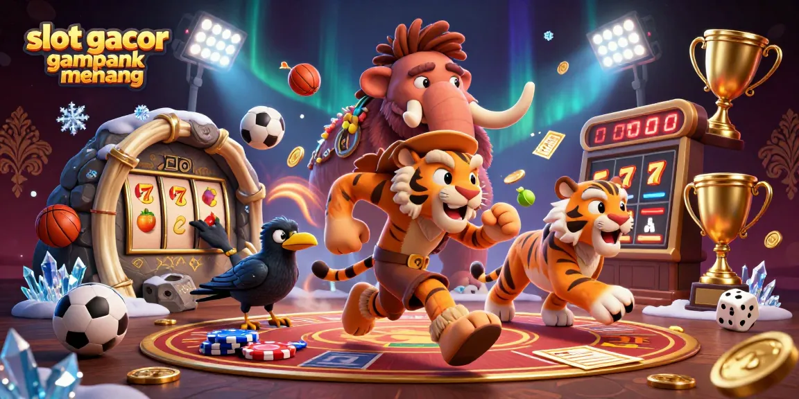 Engage with slot gacor gampang menang in this vibrant 3D illustration of a casino scene.