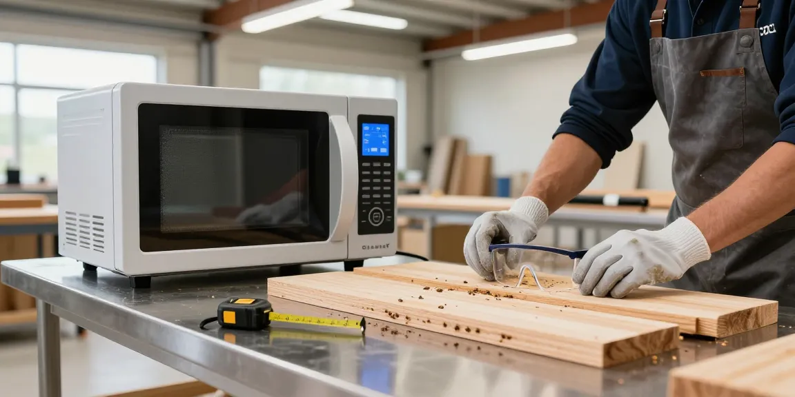Technician using SHASHEL® microwave equipment for pest elimination in a modern workshop.