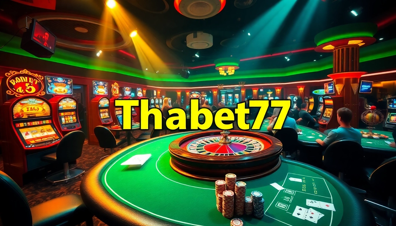 Winning big at Thabet77 casino with roulette, poker, and vibrant slot machines.