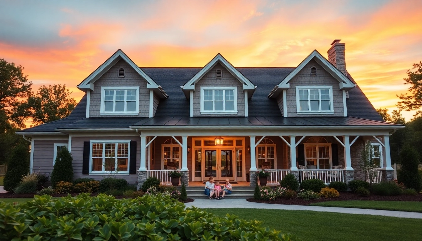 Explore the cozy Cape Style Home In-Law Addition with a charming front porch and sunset view.
