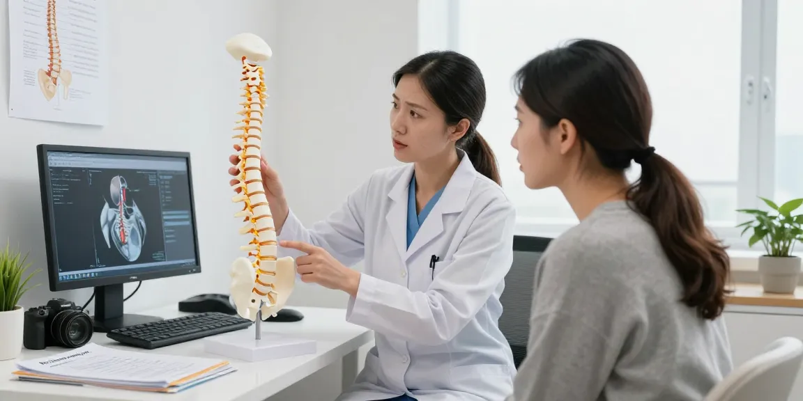 Expert consultation on Bel kayması ameliyatı in a modern clinic, showcasing spinal health.
