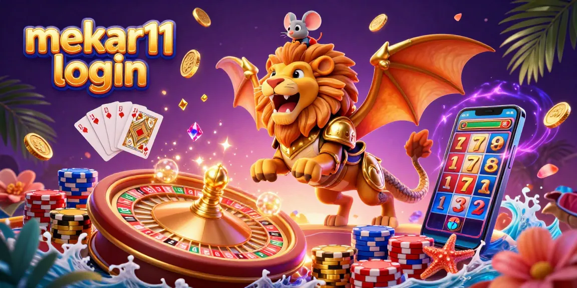 Engage with mekar11 login and explore a vibrant casino scene featuring golden coins and dynamic gaming elements.