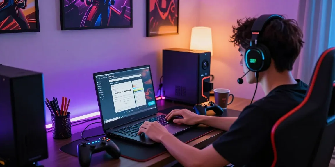 Engaging Situs sawo4d gaming setup with laptop screen and colorful LED lights