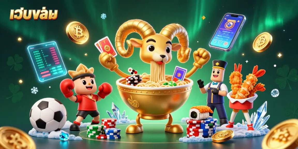 Bet on เว็บบอล with vibrant 3D characters in an exciting casino scene filled with sports elements.