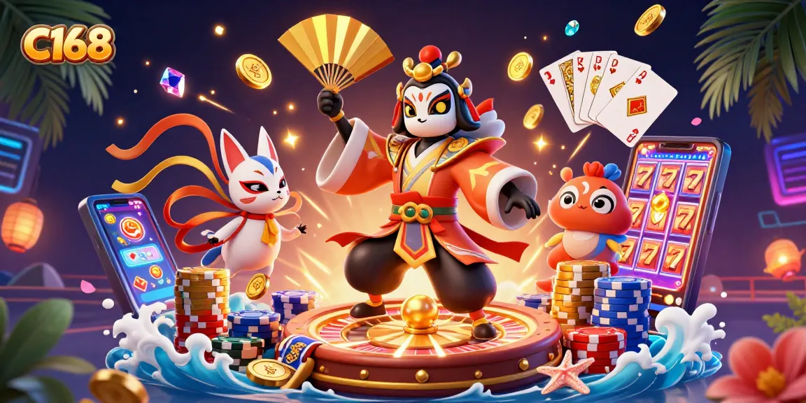 Experience C168's dynamic casino adventure with vibrant visuals and playful characters.