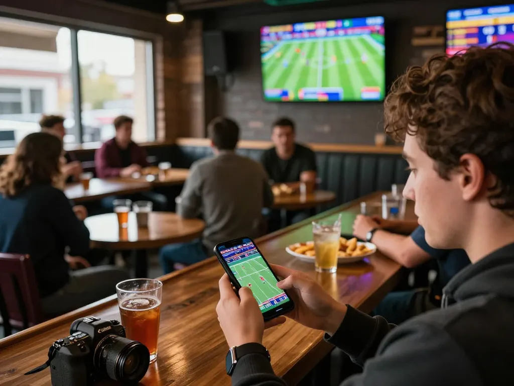 Experience the excitement of 7meter bola betting strategy with friends at a packed sports bar.