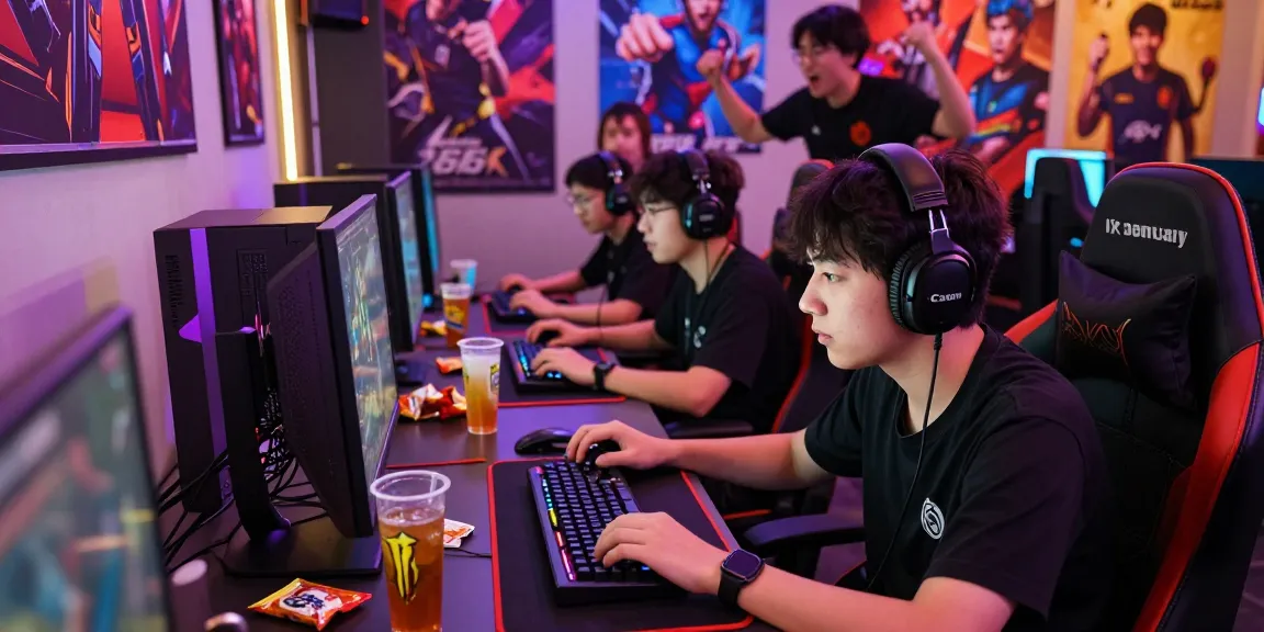 Exciting gaming scene with enthusiasts engaged in online gaming and vibrant atmosphere at garuda303 hub.