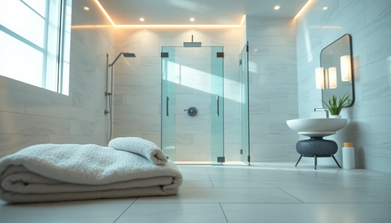 Experience elegant showers au with a luxurious bathroom setup featuring modern design elements.
