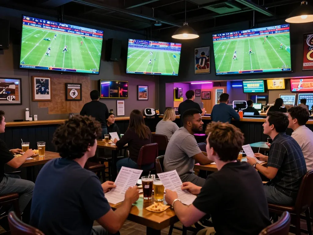 Cakhia community enjoying live sports betting with friends in a vibrant bar atmosphere.