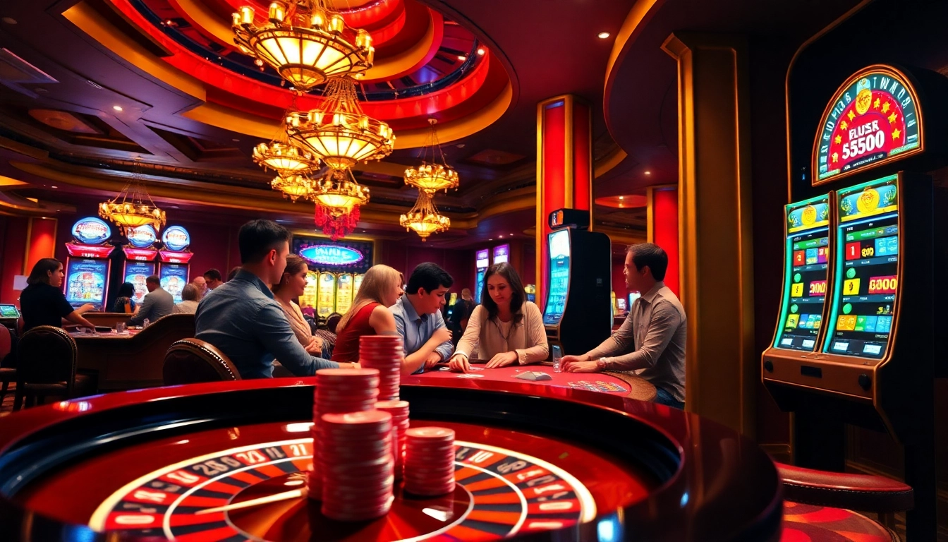 Experience the thrill of winning at https://luckywin.fan/ with vibrant casino visuals showcasing poker chips and roulette tables.