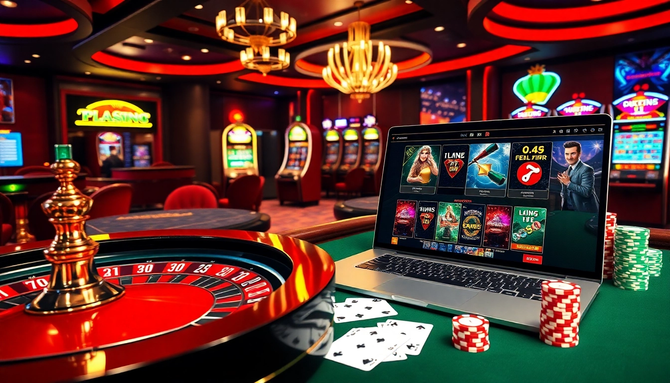 Engaging in רמי אונליין with luxurious casino elements like poker chips and slot machines.
