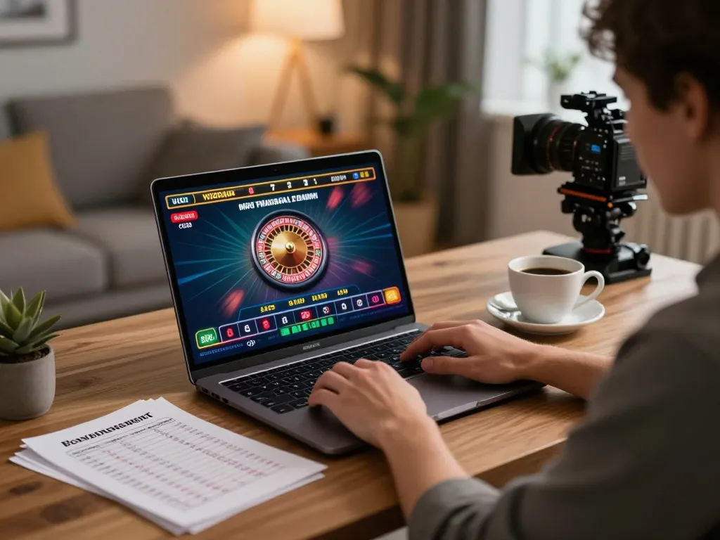 Player engages with ATQ live casino games on laptop, showcasing responsible gaming atmosphere.