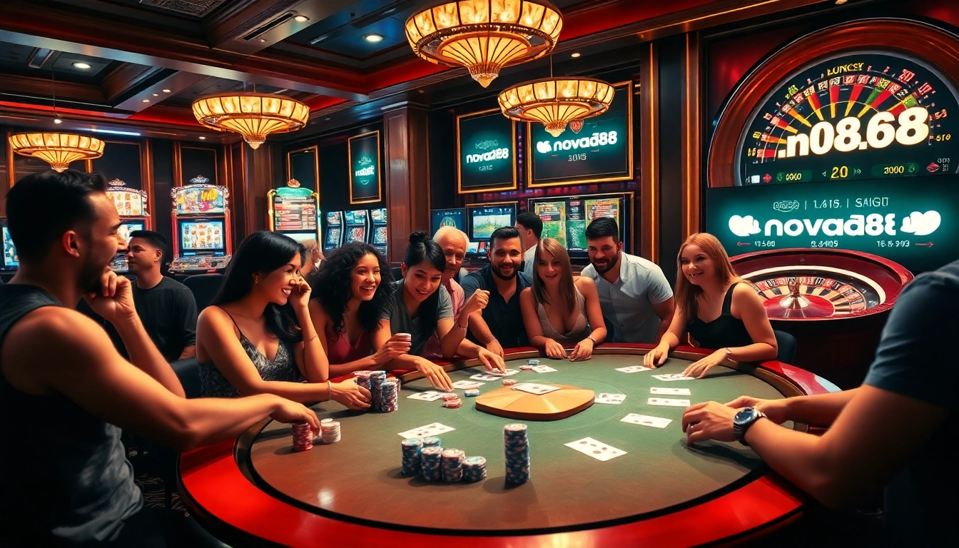 Experience the excitement of nova88 at a luxurious poker table filled with vibrant chips and cards.