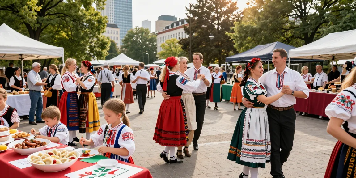Community gathering at a Polish festival celebrating culture in San Francisco's Polish community at https://www.sfpol.com/