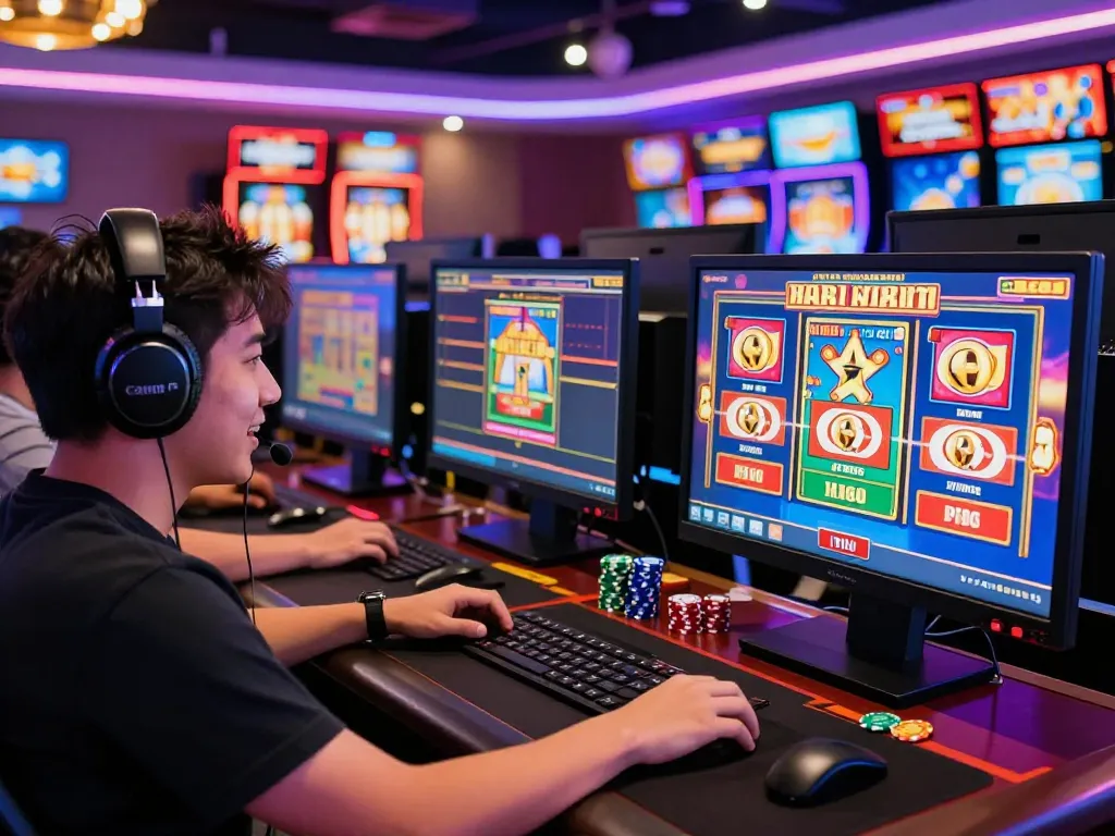 Player enjoying exciting slot gacor hari ini online gaming experience with vibrant colors and dynamic atmosphere.
