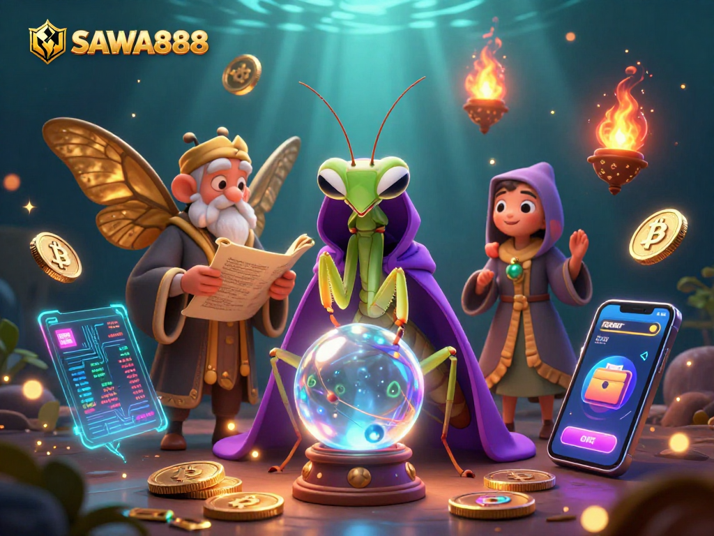 Join SAWA888's thrilling slots adventure with a mystical fortune teller and librarian guiding players through the casino.