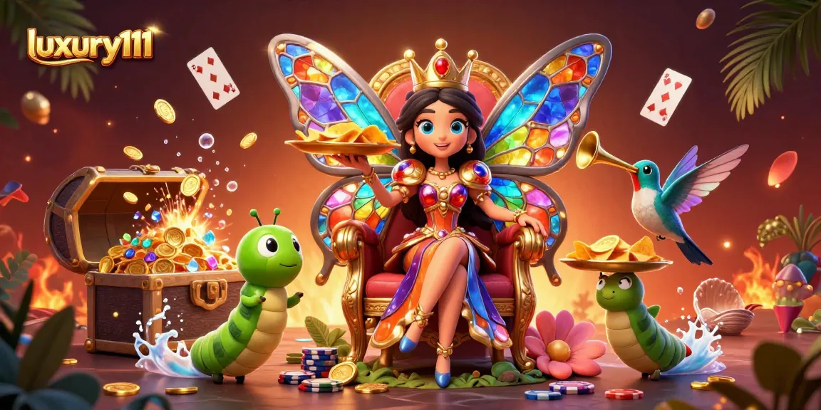 Engage with luxury111 and win with vibrant casino-themed characters in an immersive 3D illustration.