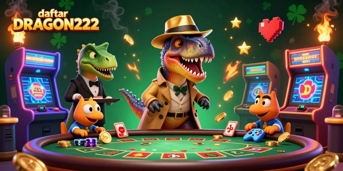 Experience thrilling gaming at daftar DRAGON222 with vibrant 3D characters and rich casino elements.