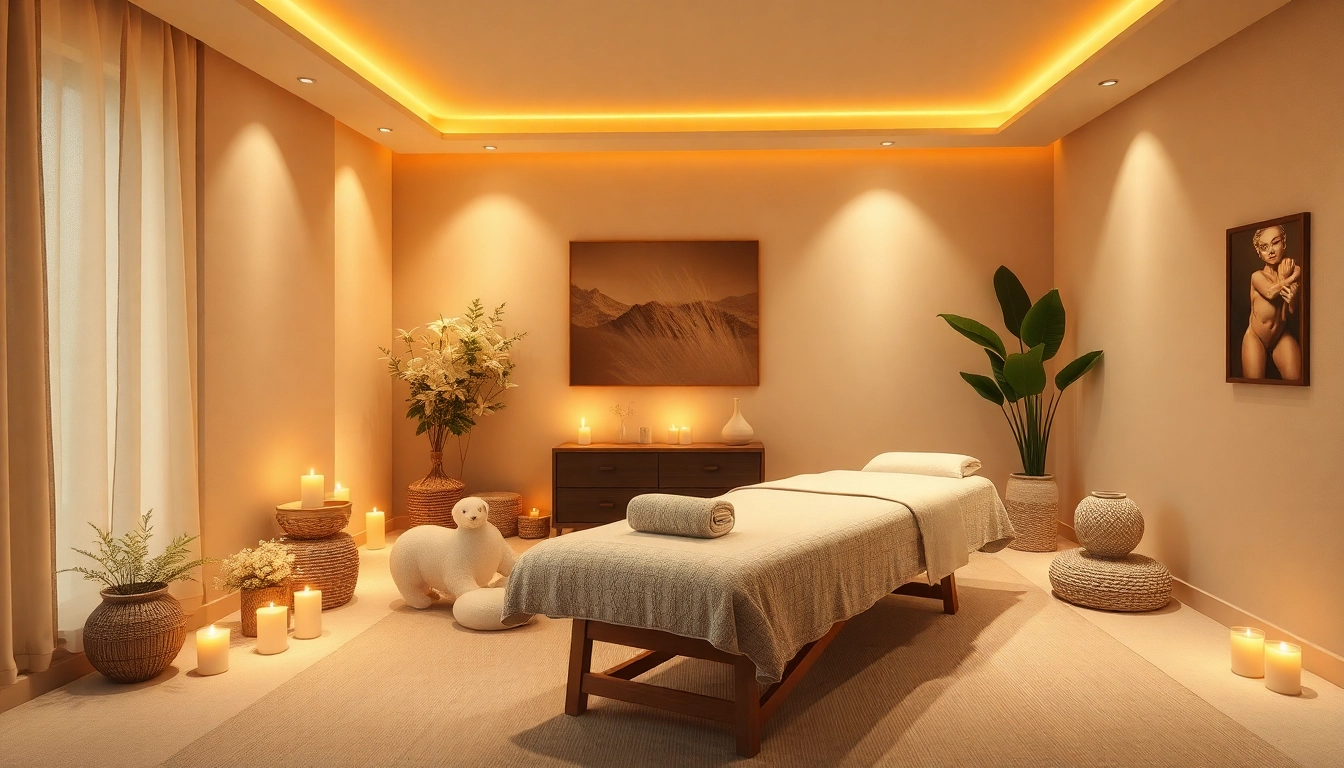 Relaxing mobile 출장안마 environment with ambient lighting and calming decor