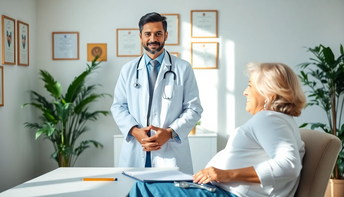 Private GP consults with a patient in a calming office setting.