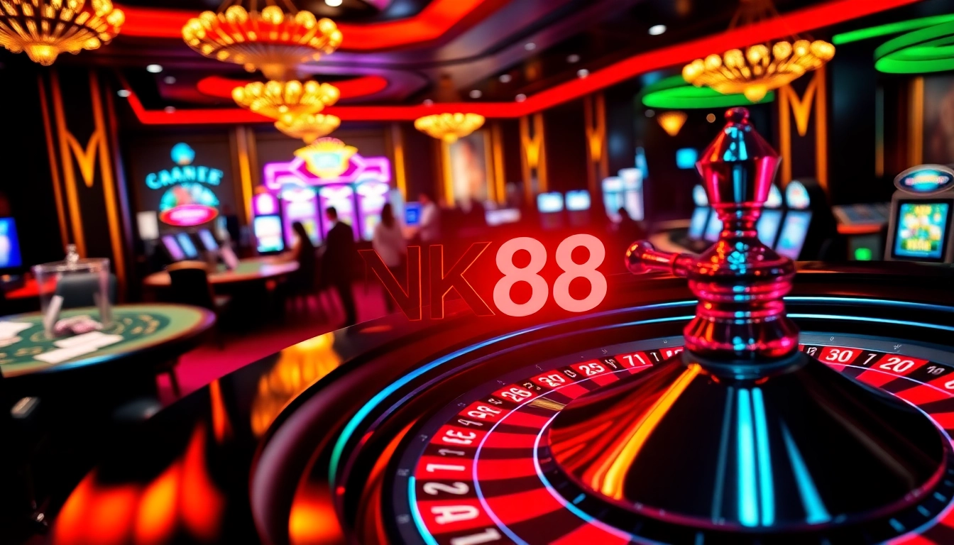 Experience the thrill of NK88 at an exciting casino with vibrant tables and games.
