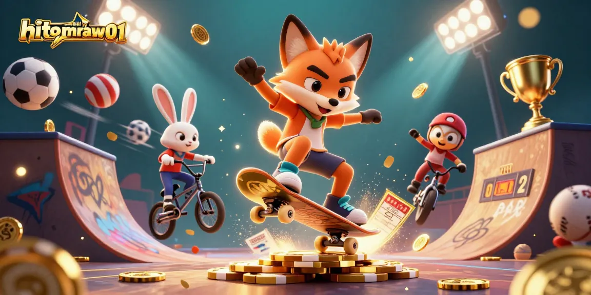 Experience exciting gameplay with hitomi-mangaraw01 in a vibrant 3D illustration showcasing cartoon characters above golden poker chips.