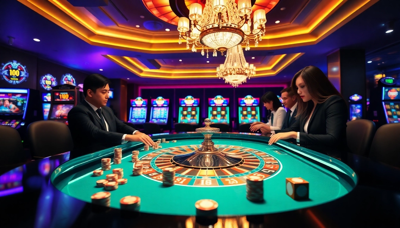 Experience the excitement of live gambling at https://gg88.christmas/ with an elegant roulette table and vibrant ambiance.
