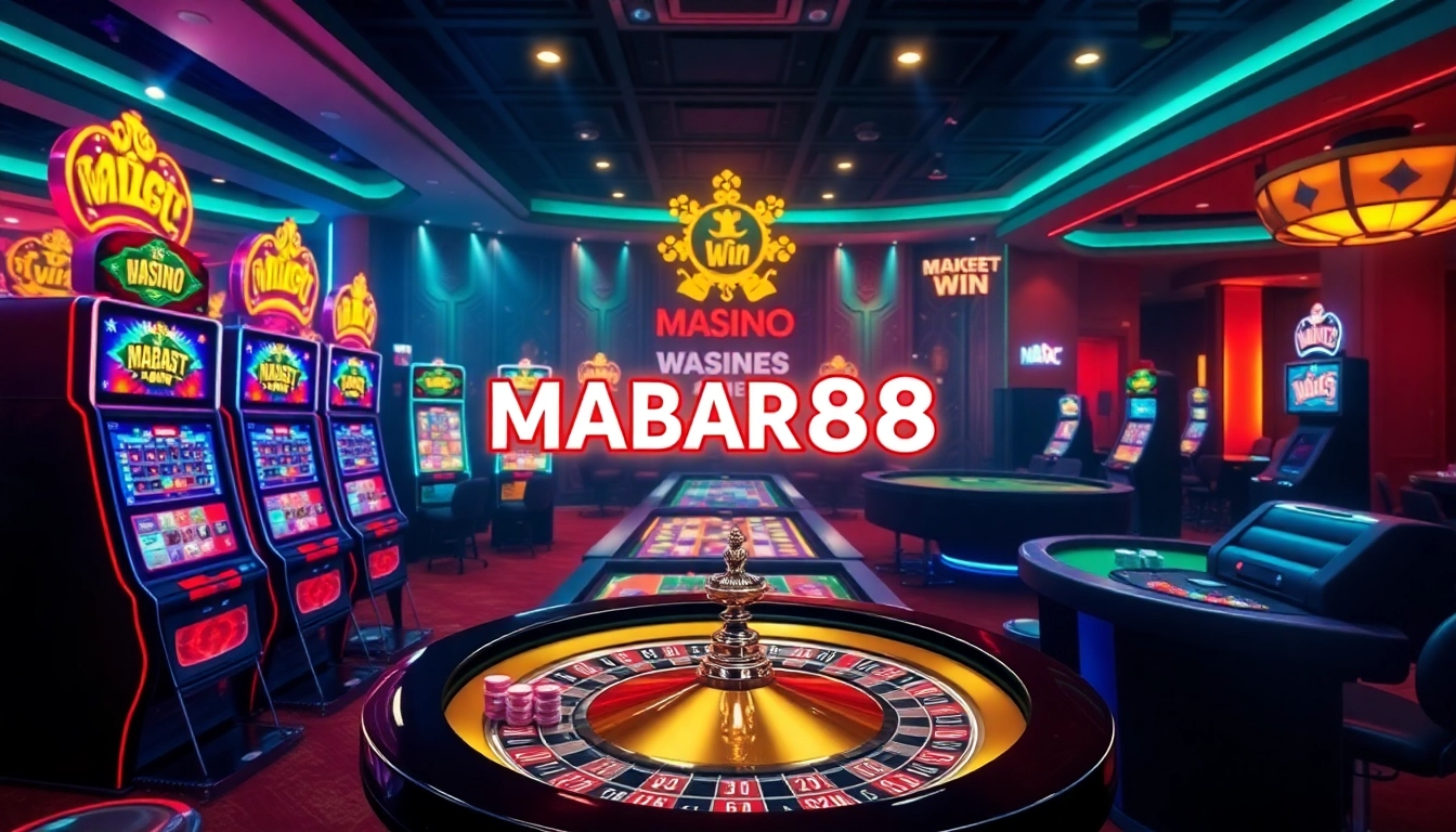 Pengalaman bermain MABAR88 Win dengan mesin slot berwarna-warni dan rolet, menampilkan kegembiraan dalam perjudian online.
