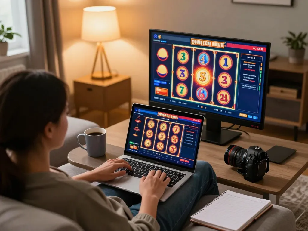 Play engaging online slots at lc88 from home with laptop and cozy atmosphere