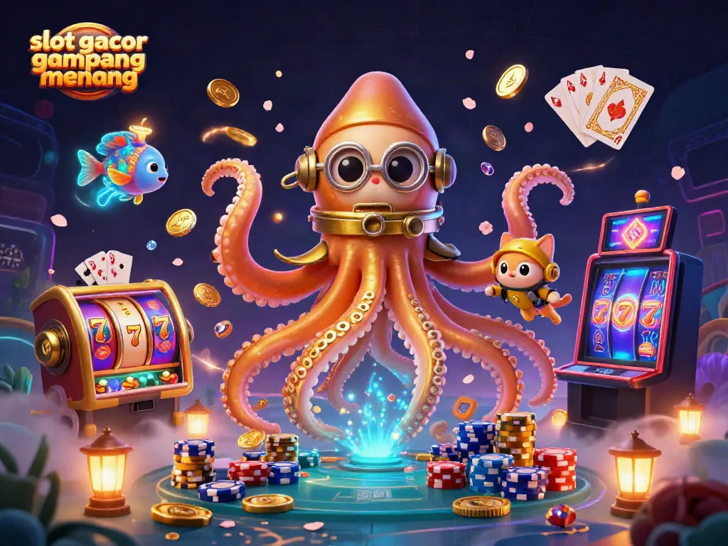 Experience the thrill of slot gacor gampang menang with a vibrant 3D gaming illustration.