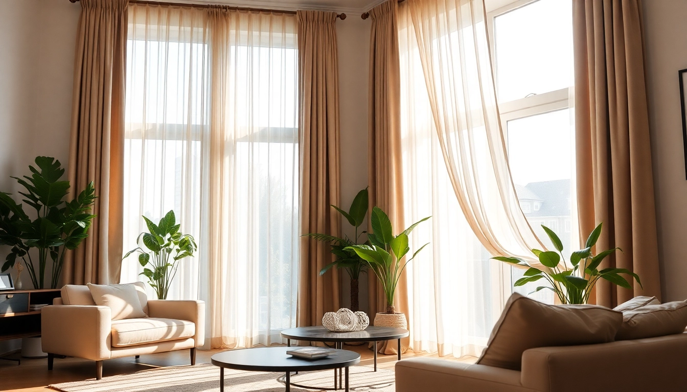 Verduisterende gordijnen in een stijlvolle woonkamer die natuurlijk licht volledig blokkeren.