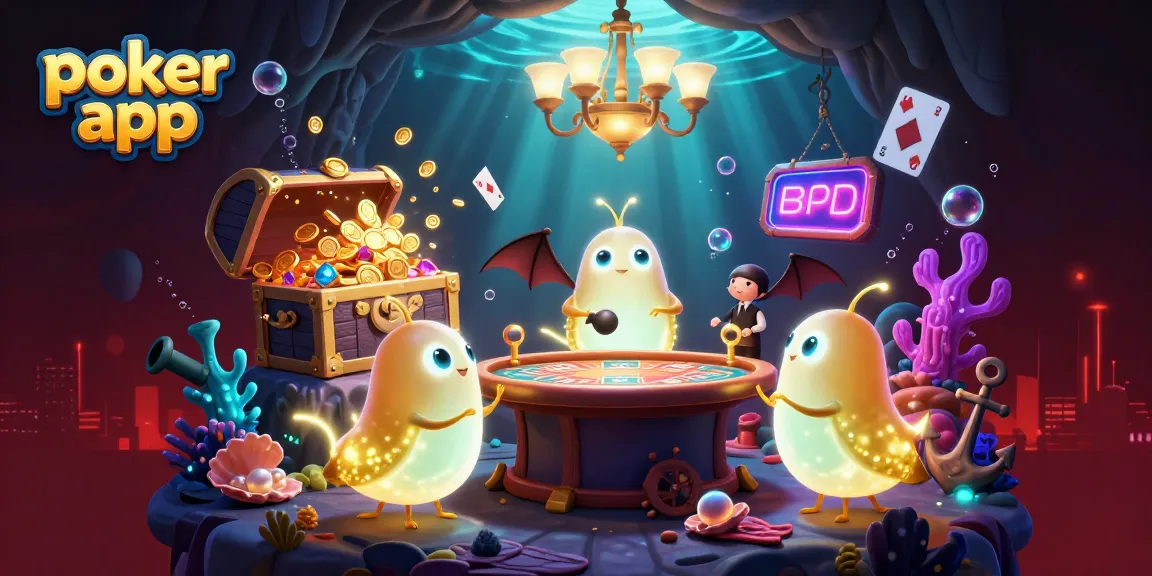 Gioca con l'app poker mentre i lumaconi illuminano un casinò sotterraneo con colori vivaci.