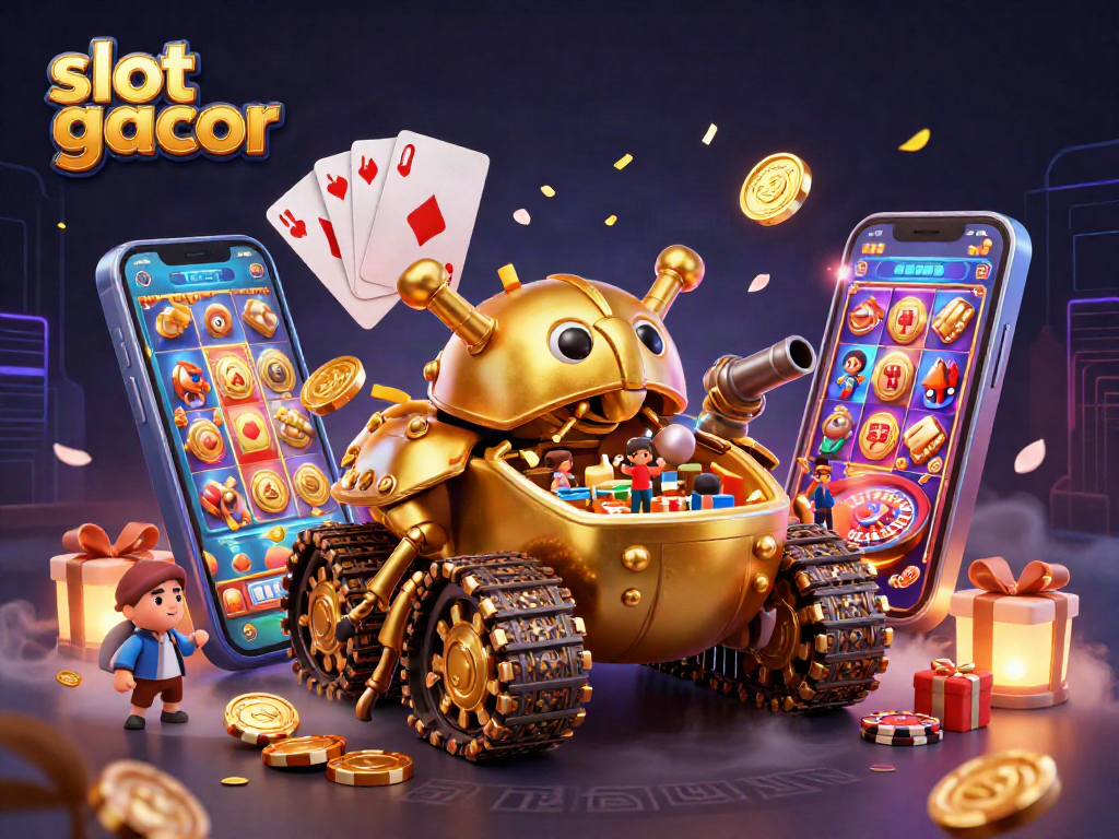 Experience thrilling action with slot gacor in a vibrant, 3D casino scene.