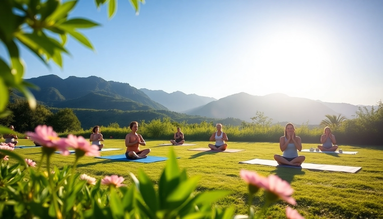 Experience a rejuvenating wellness retreat during an outdoor yoga session.