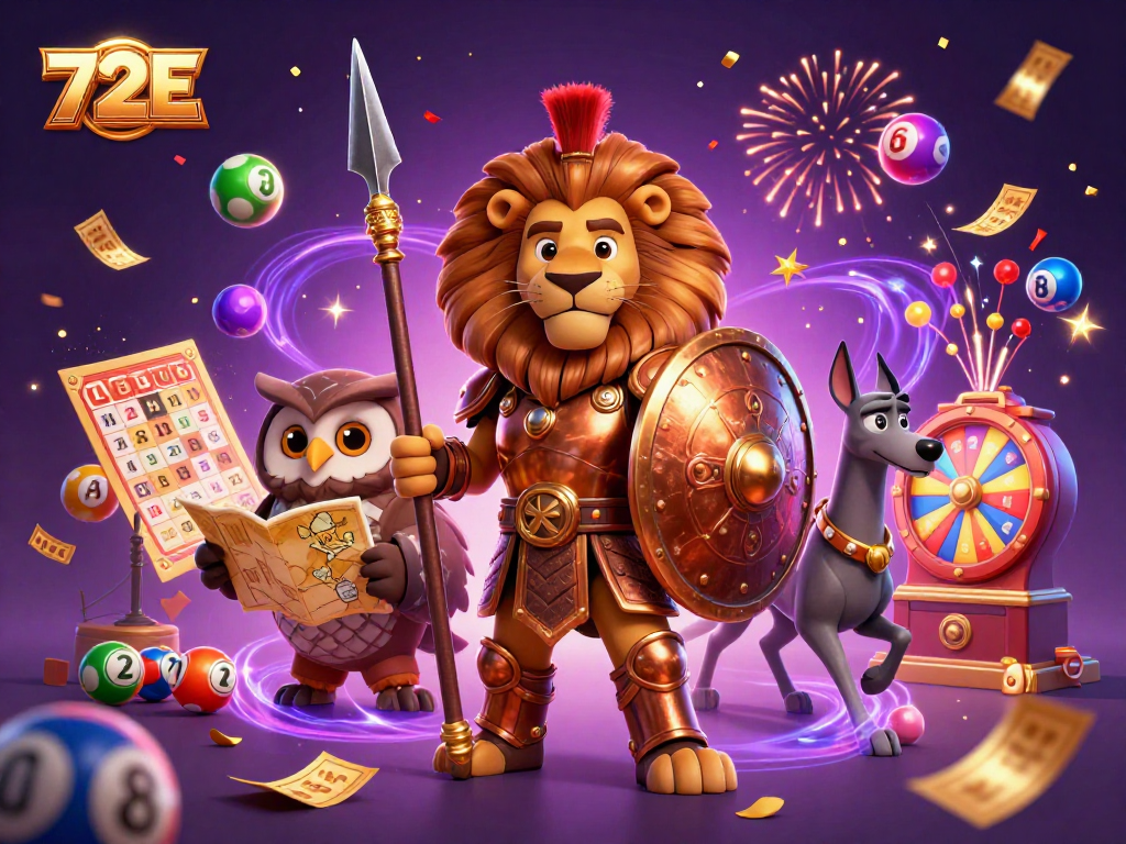 72E oferece uma visualização vibrante de jogos de loteria e bingo!