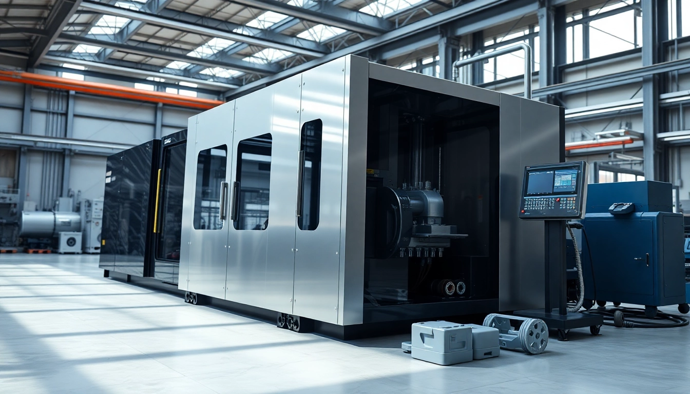 Electric injection molding machine in a modern industrial setting, showcasing precision and efficiency.
