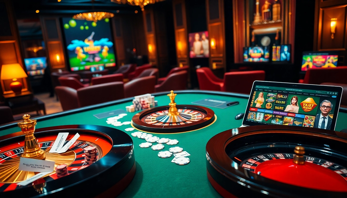 Experience thrilling soibet ออนไลน์ action at a luxurious casino table with vibrant gaming elements.