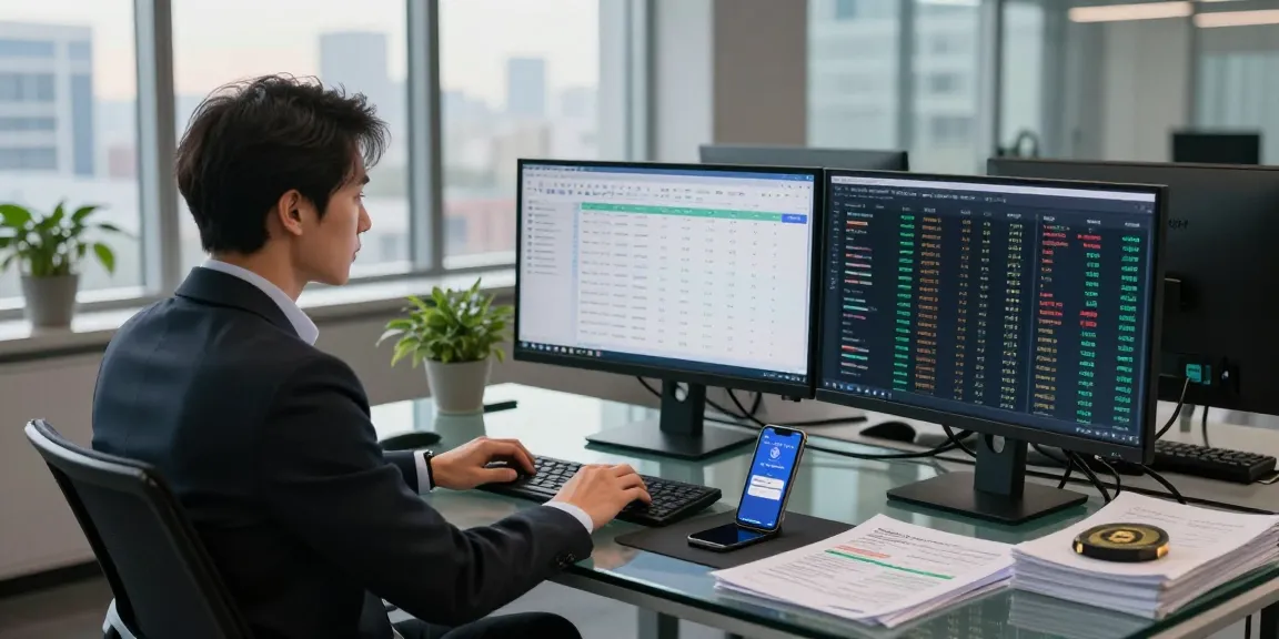 Recover stolen cryptocurrency visualized through a financial analyst in a modern office examining transaction data.