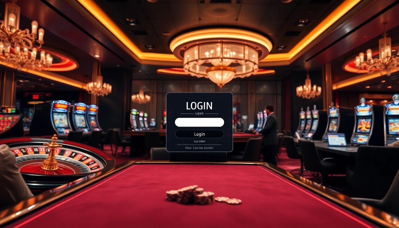 Login to an exciting casino gaming environment showcasing vibrant tables and welcoming decor.