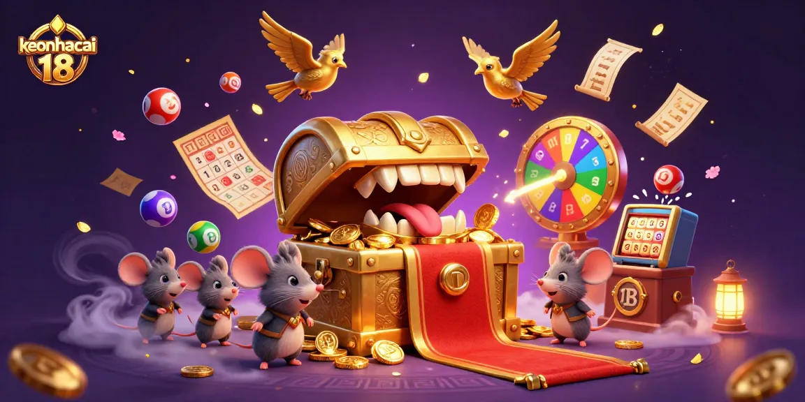 Engage with keonhacai 18 by exploring dynamic lottery balls and vibrant prizes in a captivating casino scene.