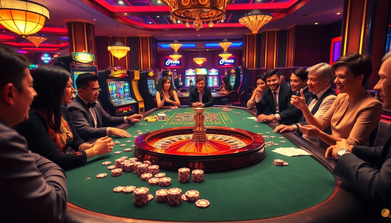 Players experience the excitement of the slot server kamboja no 1 in a vibrant casino atmosphere.